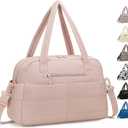 Pritent Travel Duffle Bag,Puffer Carry On Duffel Bag with Laptop Compartment Waterproof Overnight Weekender Bags for Women Large Hospital Tote Bags for Labor and Delivery (Medium,Pink)
