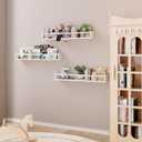 Fixwal Nursery Book Shelves, 23.6 Inch Floating Bookshelf for Wall, Set of 3, Nursery Decor, Solid Wood Wall Mounted Shelves for Books, Toys and Decor Storage (White)