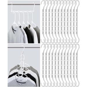 Mr. Pen- Space Saving Hangers for Clothes, 24 pcs, White, Bulk Plastic Multi Clothes Hangers Space Saving, 5 Slots, 360 Rotating Hooks