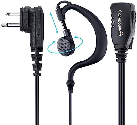 Commountain CLS1410 CLS1110 Earpiece with PTT/Mic for Motorola Walkie Talkies Radios DTR550 DTR700 RDU4100 RDU4160D RMU2040 RMU2080D RMU2080 DLR1020, CLS 1410 CLS 1110, G Shape Headset, 2 Pin