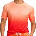 2-Pack Swim Shirts for Men UPF 50+ Loose Fit Rash Guard, Quick Dry UV Sun Protection Short Sleeve Shirt (Orange, XXXL)