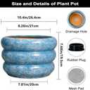SQOWL 10 Inch Planter Pot - Ceramic Plant Pot with Drainage Hole Planter for Indoor Plants Large Flower Pot Decorative Plant Pot Outdoor Planter for Porch Decor Blue