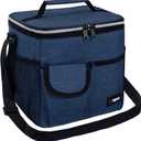 opux Insulated Lunch Bag for Men Women, Leakproof Heather Navy Lunch Box for Work, Portable Soft Lunch Cooler Bag with Shoulder Strap, Adult Lunchbox Lunch Pail for Kid Boy Girl School, 18 Can/10L