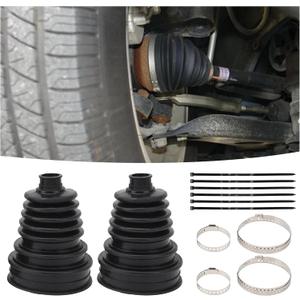 2PCS CV Boot with 4 Stainless Steel Clamps & 6 Cable Ties,Waterproof & Dustproof CV Axle Boot Repair Kit for Protect Axle,Universal CV Joint Boot Fits for Most Cars (Black)