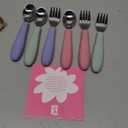 Elk and Friends Kids Silverware with Silicone Handle | Childrens Safe Flatware | Toddler Utensils | Baby Spoons + Forks | Stainless Steel Cutlery | Dishwasher Safe | 6 Pieces (Blush/Sage/MistyBlue)