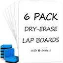 Scribbledo Small Dry Erase Boards for Students, 6 Pack 9 x 12 Double Sided White Boards with 6 Erasers, Student White Boards for Classroom, Personal Whiteboards for Kids, Mini Lap Boards