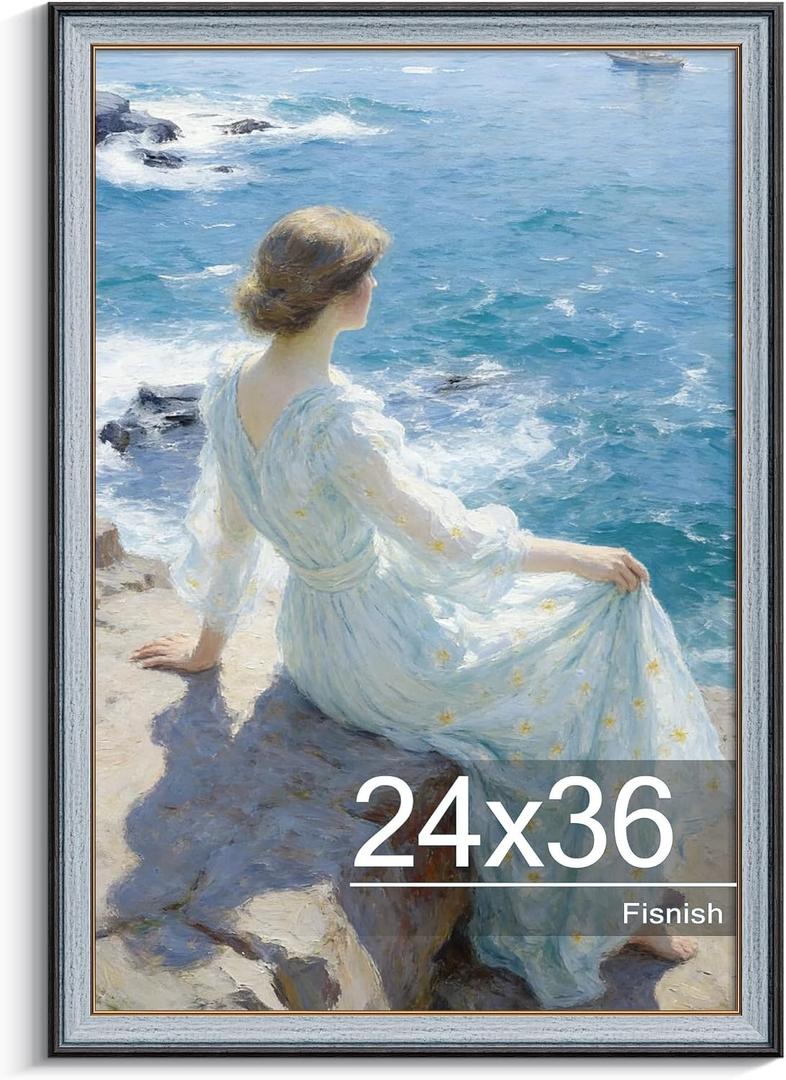 24x36 Poster Frame, Vintage 24 x 36 Poster Frame with HD Plexiglass Durable for Horizontal or Vertical Wall Mounting, Gray-Brown, 1 Pack