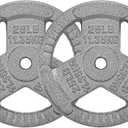 BalanceFrom Tri-Grip Cast Iron Weight Plates Set with 1-Inch Hole, Light Gray, for Standard Barbell, Home Gym, and Strength Training