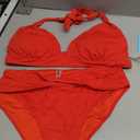 Yonique Women Two Piece Bathing Suits Push Up Bikini Set Halter Swimsuit Vintage Swimwear (X-Large, Red)