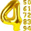 Gold 4 Balloon, Number Balloon 40 Inch, 4th Gold and Black Party Decorations, Four Large Numbers for Party Decor, Number 4 Balloon
