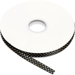 MECCANIXITY Polka Dots Grosgrain Ribbon, 100 Yards 3/8 Inch Black Polka Dots Ribbon Bow Decoration for Crafts Gift Wrapping Wedding DIY Handmade Decoration