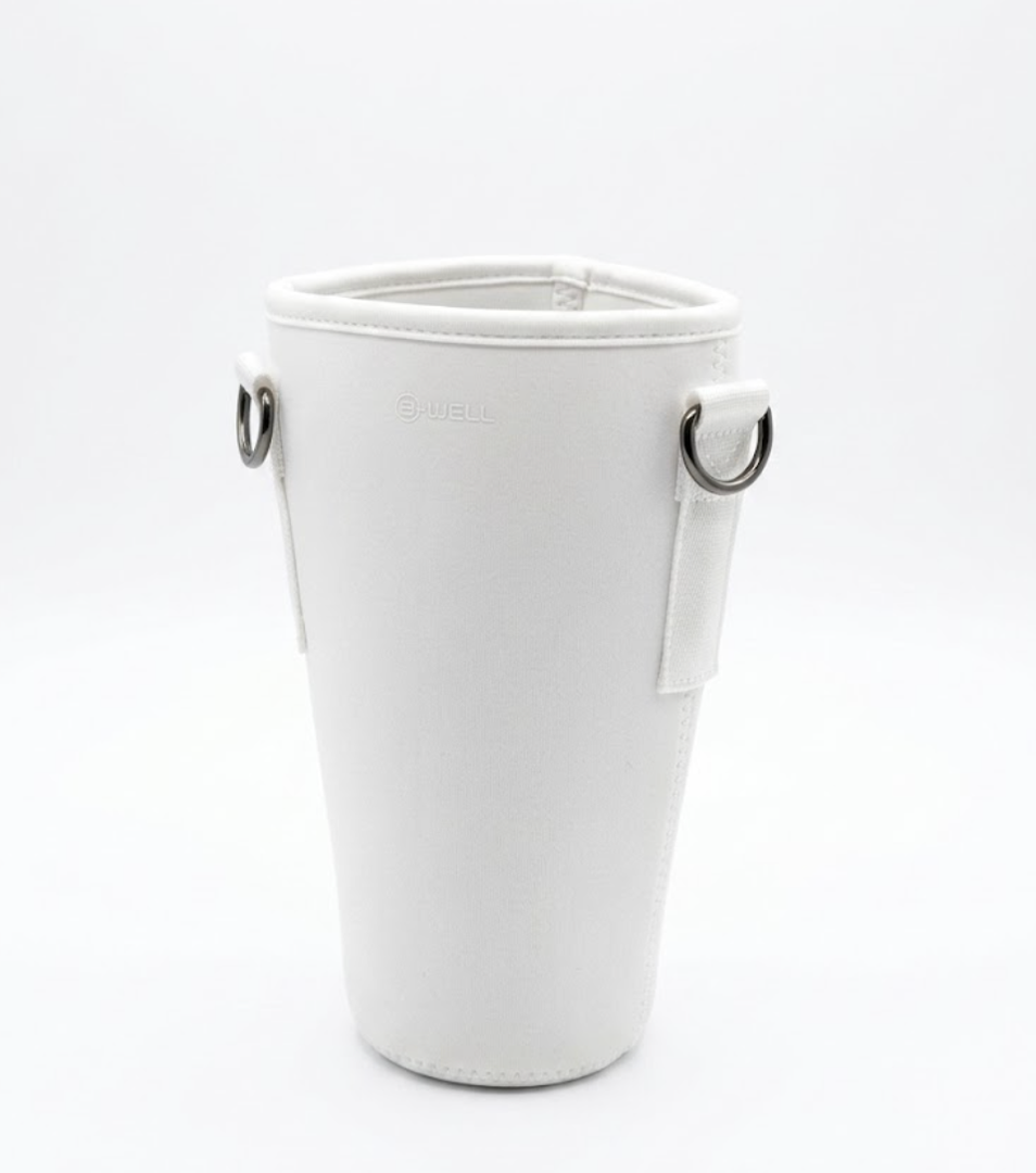 B•WELL Water Bottle Sling Bag with Adjustable Strap. White