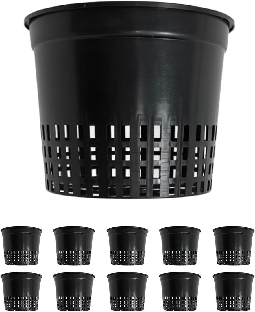 Heavy Duty Net Pots, 5 inch | Hydroponic Cups, Garden Slotted Mesh, Plant Nursery, For Hydroponics, 25 Pieces