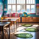 Tinideya 12 Pcs Kids Carpet Circle Seats for Class 16 Inch Round Classroom Rug Floor Cushions Soft First Day of School Educational Mat Non Slip Back to School Learning Playing Areas(Leaf)