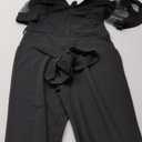 Oxgmoky Women's Jumpsuits Elegant Business V Neck Zipper Long Sleeve Sexy Strap Straight Long Pants Rompers With Pockets XL