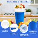FANS-ONE Slushie Cup, 2 Pack Slushy Maker Cup, Frozen Magic Squeeze Cups for Juice Milk Yogurt Ice Cream Make, DIY Cooling Cup with Lid & Straw Cool Stuff Things for Kids Friends Family (Blue+Green)