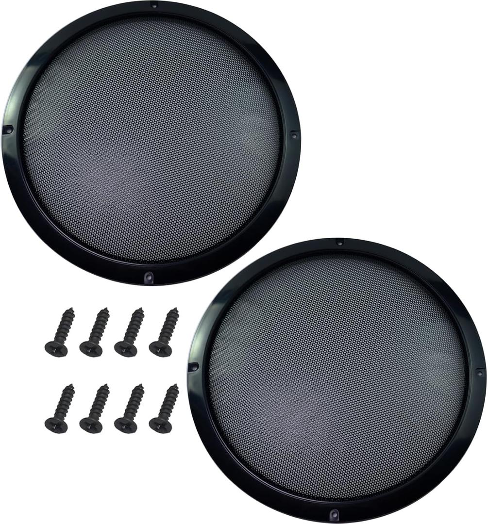 2 Pcs 10 Inch Metal Mesh Speaker Grills Covers Subwoofer Grill Protective Case with Mounting Screws for Home Audio Car Speaker (Black)