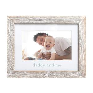 Pearhead Daddy and Me Picture Frame, Baby Photo Keepsake, Father's Day Gift, Gender-Neutral Nursery Decoration, 4" x 6" Display, Distressed Wood