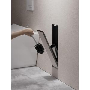 Stainless Steel Recessed Toilet Brush Holder - Invisible in-Wall Bathroom Niche Cabinet with Tileable Door, Enclosed Storage, Hygienic & Space-Saving (Matte Black ，45x12x12 cm)