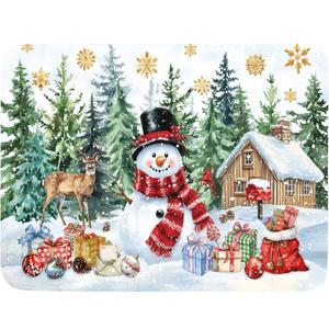 Christmas Kitchen Drying Mat 18 x 24 Inch Xmas Snowman Drying Pad Snowflake and Tree Pattern Absorbent Reversible Microfiber Mats Winter Dish Rack Pad Drainer Mat for Coffee Bar Decor