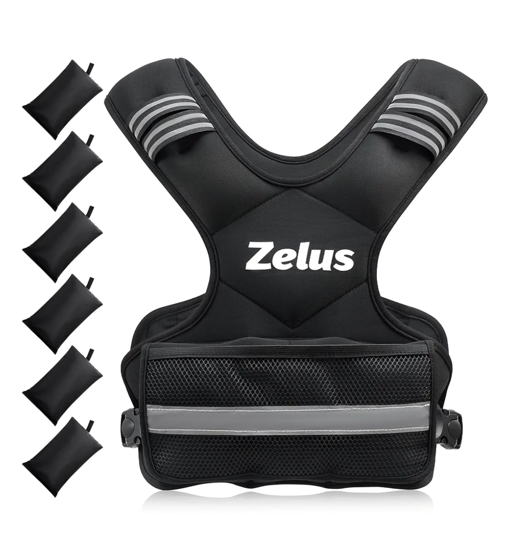 ZELUS Weighted Vest for Men and Women | 4-10lb/11-20lb/20-32lb Vest with 6 Ironsand Weights for Home Workouts | Adjustable Body Weight Vest Exercise Set for Cardio and Strength Training