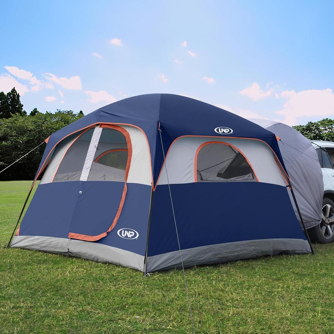 UNP SUV Tents for Camping 6 Person Car Camping Tailgate Tent for Outdoor
Easy Set Up with Rainfly Double Layer Waterproof Family SUV Cabin Tent 10'X9'X78in(H)