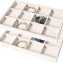 Coward 2PC Stackable 12 Grids Jewelry Organizer Tray Bracelet Display Stand for Selling Velvet Necklace Holder Earring Box Storage (12grid+12grid)