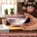 Jingmore 50 Pcs 12 oz Clear Plastic Bowls Hammered with Gold Rimmed, Heavyweight Disposable Bowl Set, Salad Dinner Bowls for Party, Wedding, Holiday, Catering (Pink)