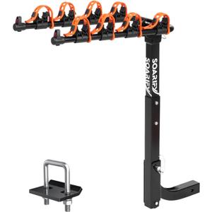 Hitch Bike Rack Mounts on Car, SUV, RV, 2" Hitch Receiver, 4 Bike Capacity, 143 lbs Load, Tilt Release, Rubber Straps