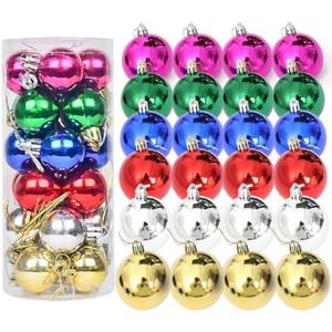 Christmas Ball Ornaments 24ct 60mm Balls Essential Plastic Shatterproof Christmas Tree Decorations Ornaments Balls Party Decorations (Smooth-6cm/6color)