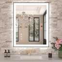 Amorho 24"x 36" LED Bathroom Mirror with Black Frame, Front Light and Backlit(Controlled Separately), Stepless Dimmable, Anti-Fog, Shatter-Proof, 3 Colors, Memory
