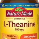 Nature Made Chewable L Theanine 200mg, L-Theanine Supplement for Stress Relief, 50 Chewable Tablets, 50 Day Supply (EXP 10/31/26)