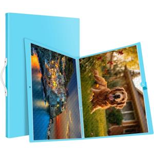 Puzzle Storage Folder for 1000-Pieces, 20 HD Film Pockets, Dustproof and Stain-Proof, Portable and Mobile, Jigsaw Enthusiasts Puzzle Space-Saving Organizer Accessories (Blue)