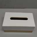 AuldHome Design Rectangular Tissue Box Cover (Enamel/Mango Wood); Minimalist Scandinavian Decor White Oblong Tissue Holder