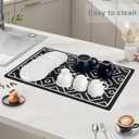 SUEH DESIGN Dish Drying Mat, Absorbent Coffee Mat 19.6 x 11.8 in Quick Dry Drying Mats Large Coffee Mat for Coffee Bar Kitchen Countertop, Black