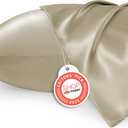 Bedsure Satin Pillowcase 2 Pack Similar to Silk Pillow Cases Standard Size, Pillow Case for Sleeping Women with Envelope Closure, Gifts for Women Men, Khaki, 20x26 Inches, 2 Pcs