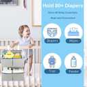 Hanging Diaper Organizer for Crib/Playard/Bassinet/Playpen Hold 80+ Diapers - Changing Table Diaper Holder - Hanging Diaper Storage Stacker Nursery Caddy Organizer for Newborns (Silver-gray)