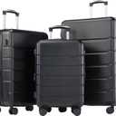 OLIXIS 3-Piece Suitcase Set, Hardside Luggages with Spinner Wheels, Lightweight ABS Hard Shell Travel Luggage, Expandable Carry-On Suitcase with TSA Approved LockBlack(20+24+28 Inch)