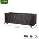 Raised Garden Bed with Wheels - Rattan Wicker Elevated Raised Garden Bed Outdoor Raised Planter Box for Vegetables Grass Lawn Yard, 38 x 14.5 x 12 in, Brown