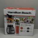 Hamilton Beach Wave Action Blender for Smoothies, Stainless Steel Ice Sabre Blades, 40oz Glass Jar, 20oz Blend-In Portable Travel Jar, 800 Watts, Quiet Design, Gray (58181)