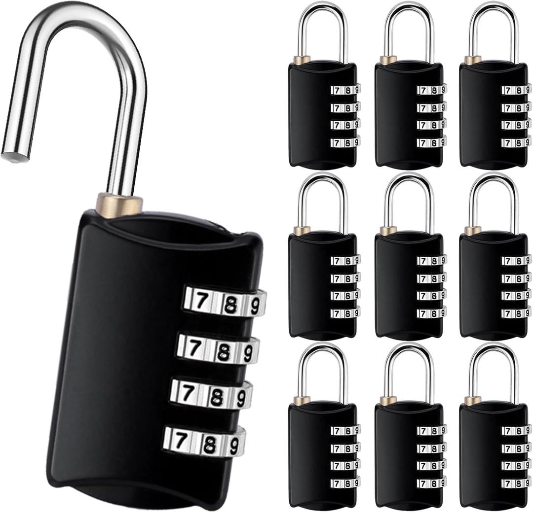 10 Pack 4 Digit Combination Locks Small Combination Padlock Luggage Number Locks Outdoor Waterproof Combo Lock for Traveling Toolbox School Gym Door Locker Suitcases