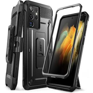 SUPCASE for Samsung Galaxy S21 Ultra Case with Stand (Unicorn Beetle Pro), [Built-in Front Frame & Belt-Clip] [Military-Grade Protection] Full-Body Rugged Phone Case for Galaxy S21 Ultra, Black