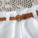 Baby Toddler Girls Summer Outfits 2-7 Years Kids Flower Print T-Shirt Sleeveless Top Belt Shorts Pants Set (Blue)