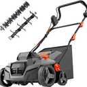Cordless 15IN 2-in-1 Scarifier & Dethatcher Compatible with Dewalt 20v Battery (Tool Only), 12 Gal Collection Bag, Air Boost Technology, Quick Fold & 3 Adjustable Position, Walk-Behind for Lawn Care