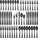 Stapava 40 Pcs Black Silverware Set, Food-Grade Stainless Steel Flatware Set for 8 Mirror Polished Cutlery Utensil Sets Include Dinner Knives Spoons and Forks Set Dishwasher Safe for Home Restaurant
