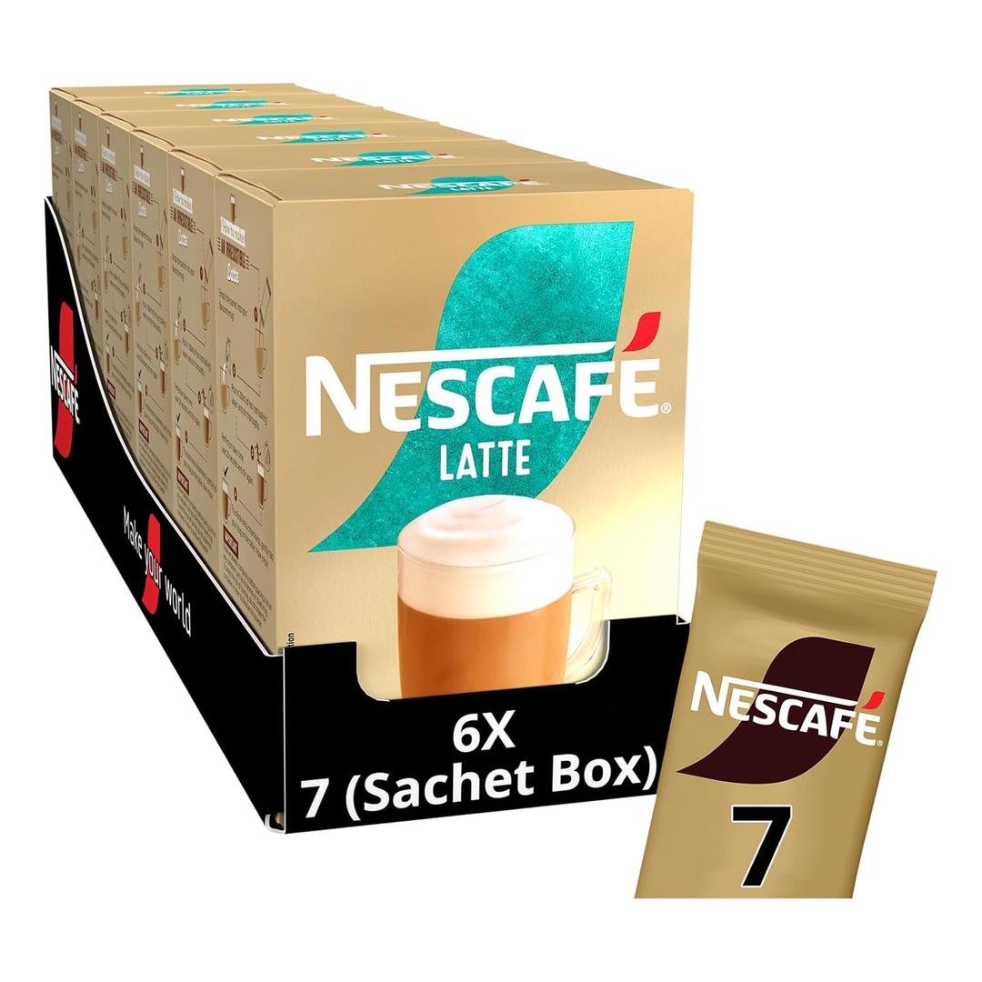 NESCAF LATTE Instant Coffee Sachets x7 (Pack of 6, Total 42 Sachets), BB Date: 06/2026