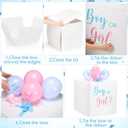 Kolldenn 28 Inches Jumbo Gender Reveal Gift Box with Lid Kit, Extra Large White Gift Box with Boy or Girl Balloon, Stickers and Giant Pull Bows for Gender Reveal Birthday Party Decor Baby Shower, 20 count