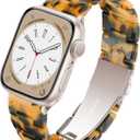 Compatible With Apple Watch Bands for Women 38mm 40mm 41mm (42mm-Series 10),Lightweight Resin iWatch Bands For Apple Watch band Ultra 2 1 Series 10 Series SE 9 8 7 6 5 4 3 Women Men Tortoise Stone Brown Starlight