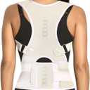 Thoracic Back Brace Posture Corrector - Magnetic Support for Neck Shoulder Upper and Lower Back Pain Relief - Perfect Posture Brace for Cervical Lumbar Spine - Fully Adjustable Belt (Beige, X-Large)