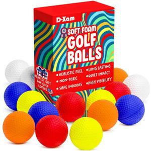 D-Xam Foam Golf Balls Bulk Practice Golf Ball Soft Multicolor, Yellow, White or Orange | Long Lasting & Realistic Feel | Limited Flight Use Indoors Outdoors Backyard Training